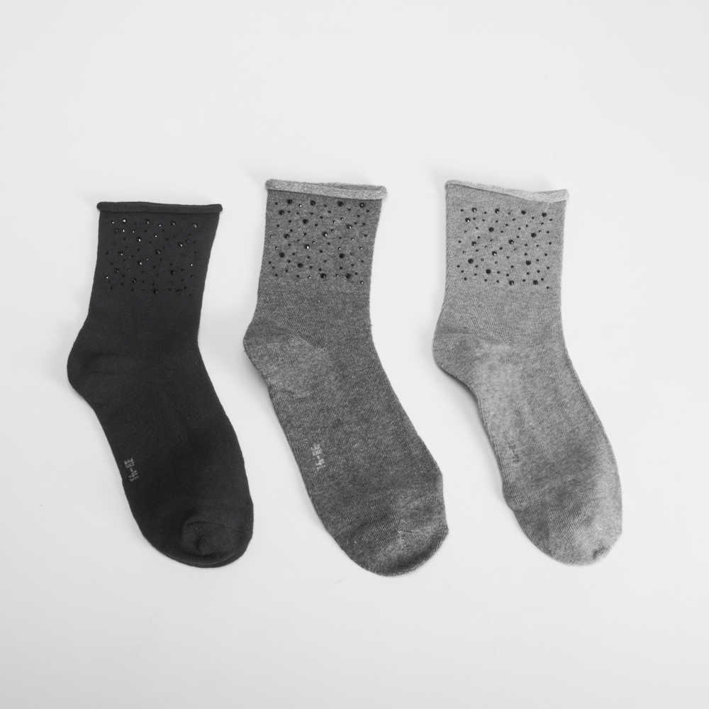 Pack 3 calcetines strass gris MERKAL - Color: GRIS