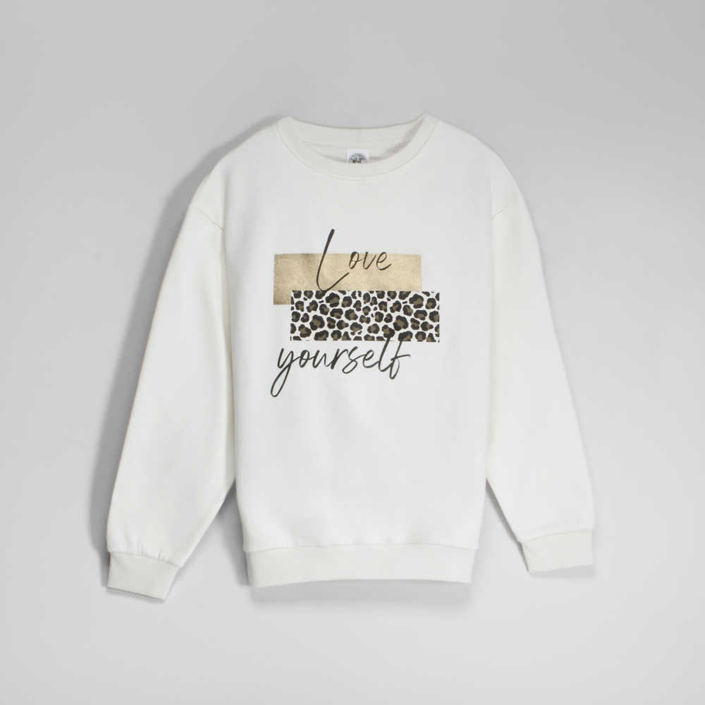 Sudadera blanca leopardo NYC - Color: OFF WHITE