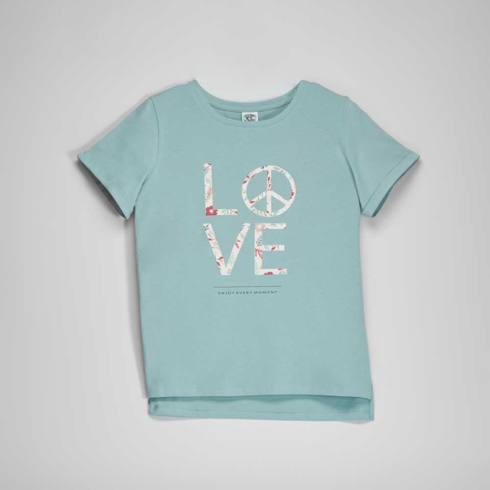 Camiseta verde love mujer - Color: VERDE CLARO