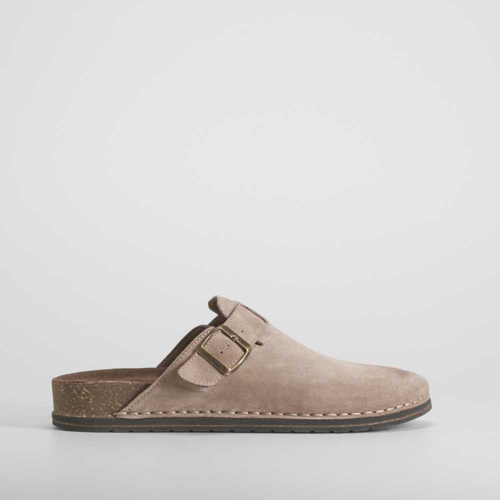 Zueco de piel marrón WALK & FLY - Talla: 44