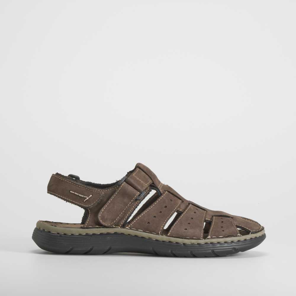 Sandalia cerrada de piel marrón WALK & FLY - Talla: 45