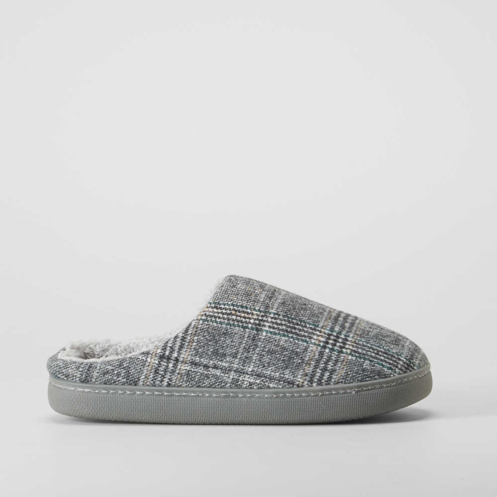 Zapatilla casa cuadros gris OLYNE - Talla: 44/45