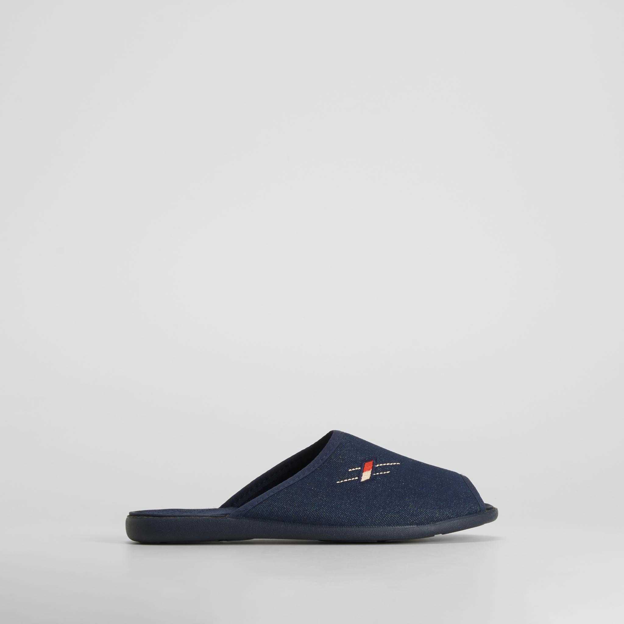 Zapatilla de casa abierta bordada azul OLYNE - Talla: 41