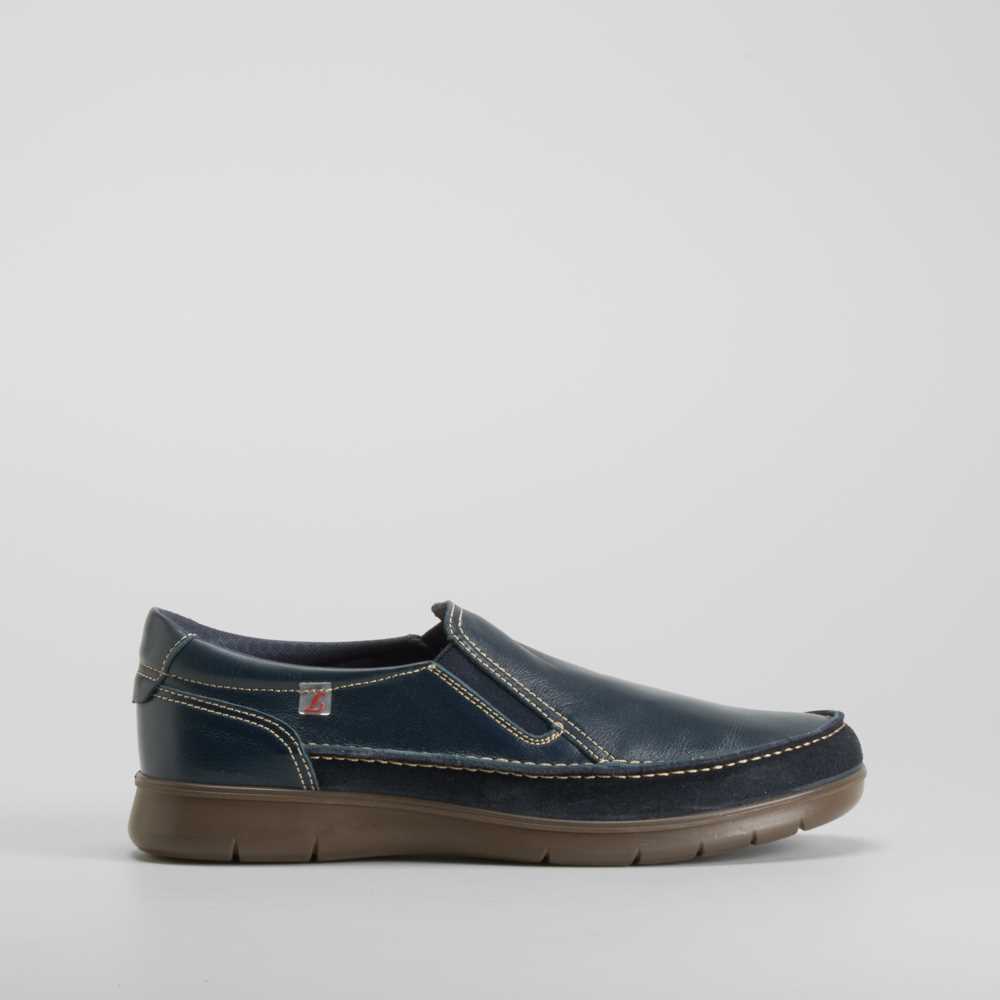 Zapato Slip on de piel azul marino LUISETTI - Talla: 42