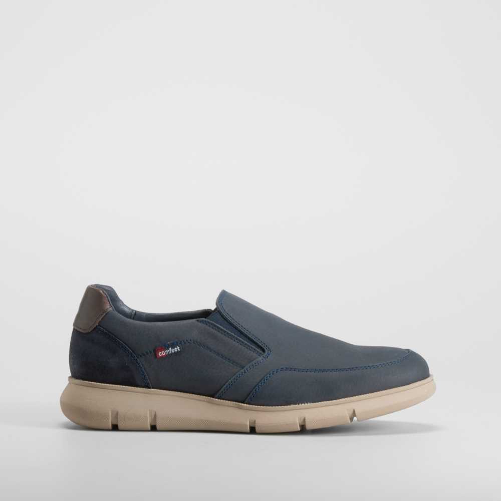 Zapato slip on rukwa piel azul marino COMFEET - Talla: 46