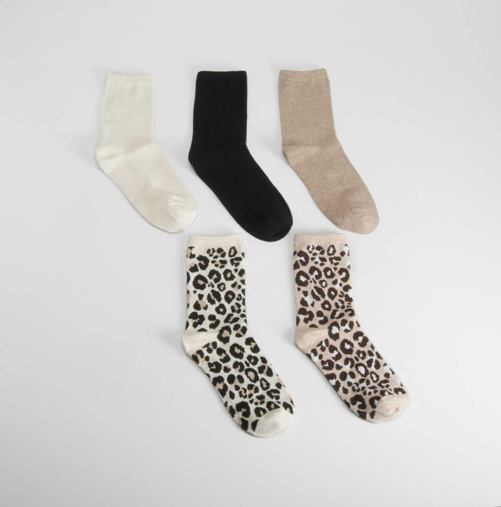 Pack 5 calcetines animal print MERKAL - Color: MARRON