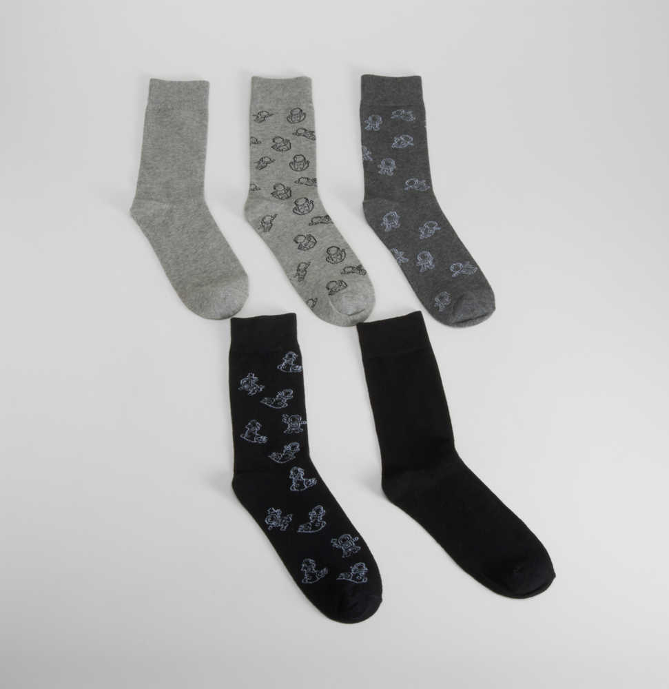 Pack 5 calcetines astronautas negro y gris MERKAL - Color: NEGRO