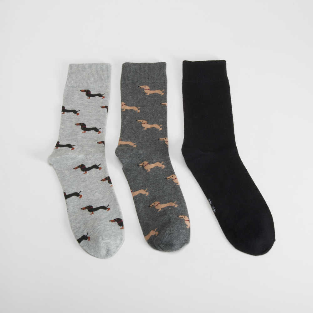Pack 3 calcetines perros gris MERKAL - Color: GRIS