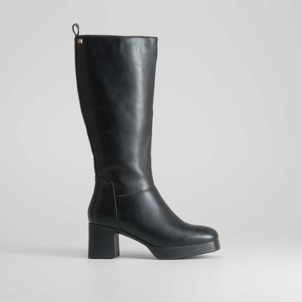 Bota alta tacón con plataforma negro PICCOLA PIU - Talla: 41