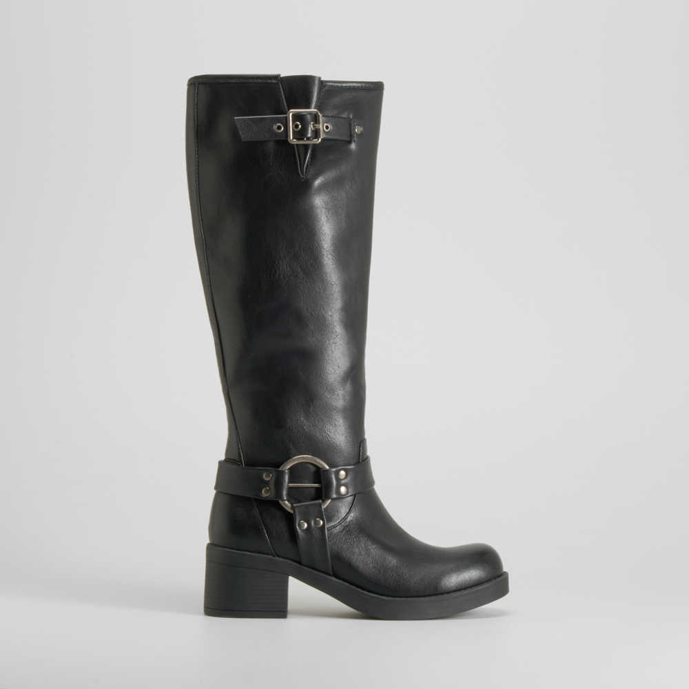 Bota motera tacón negra NYC - Talla: 41
