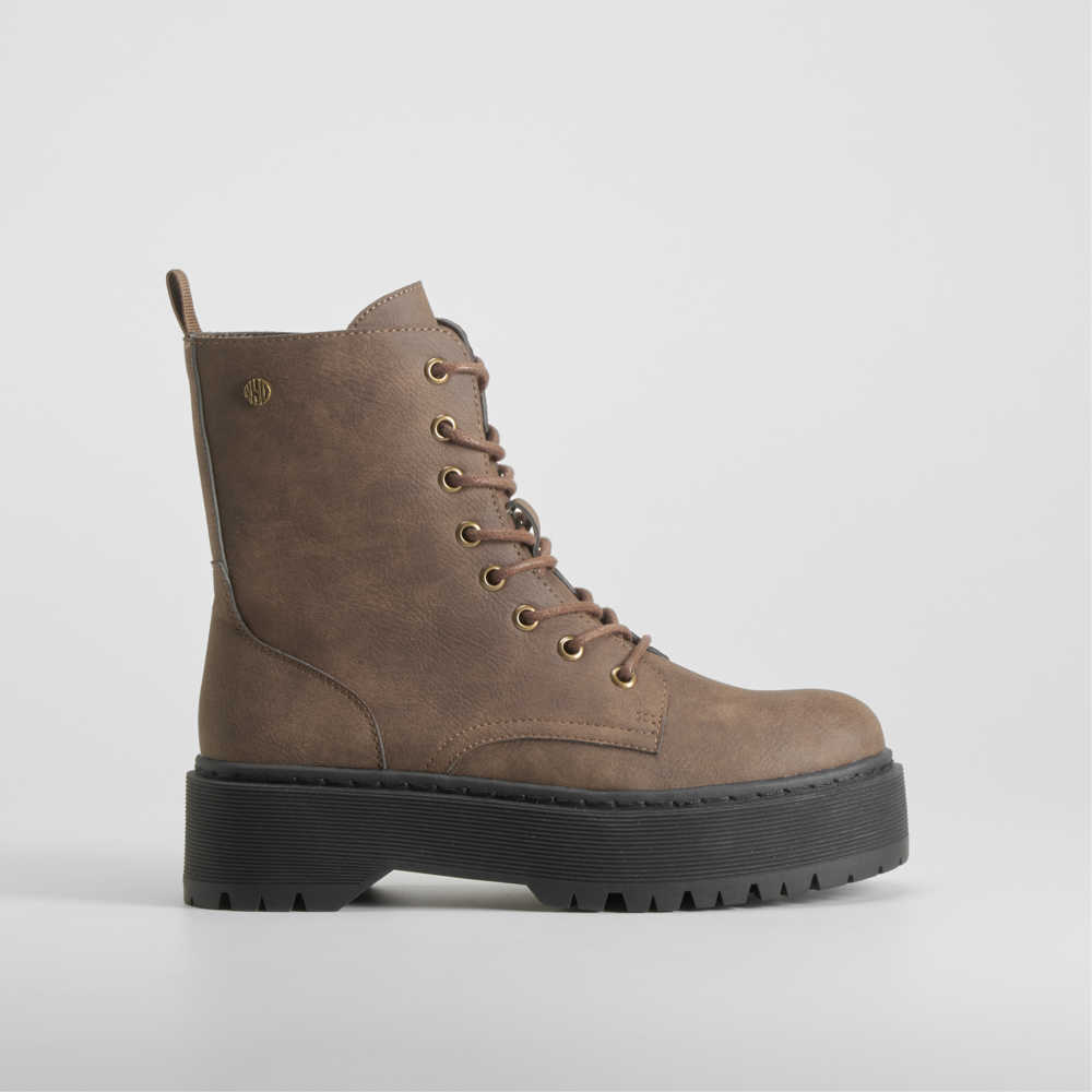 Botín militar plataforma marrón NYC - Talla: 40