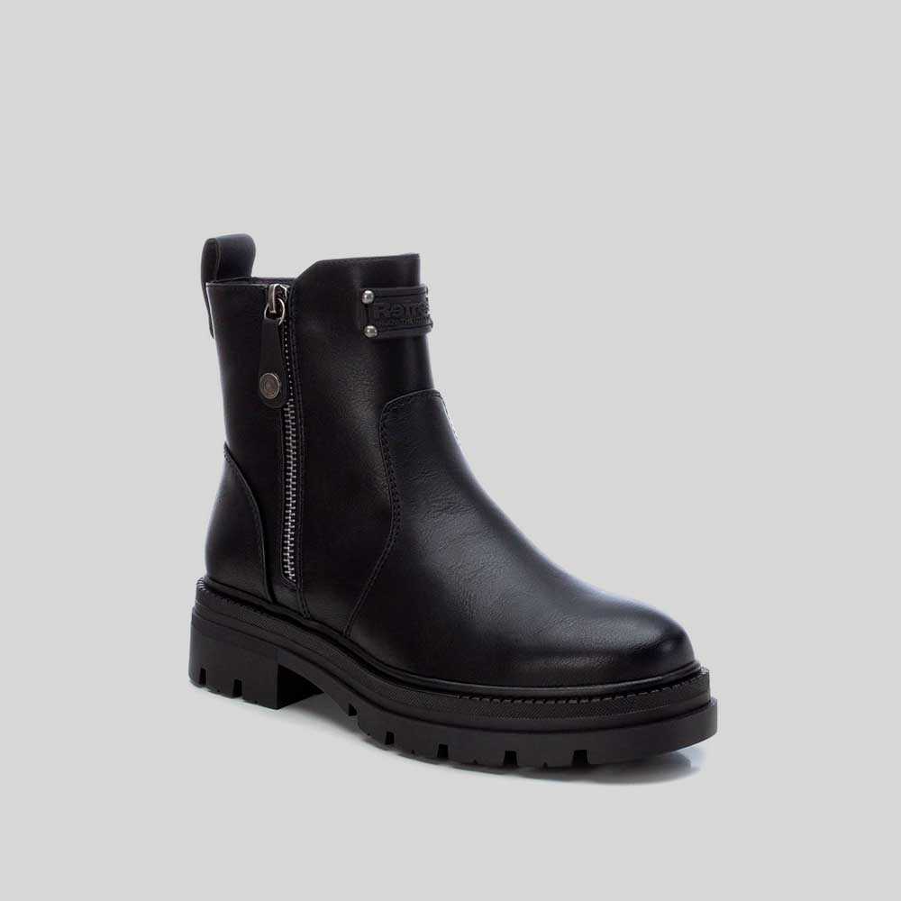 Botín plano cremallera negro REFRESH - Talla: 41