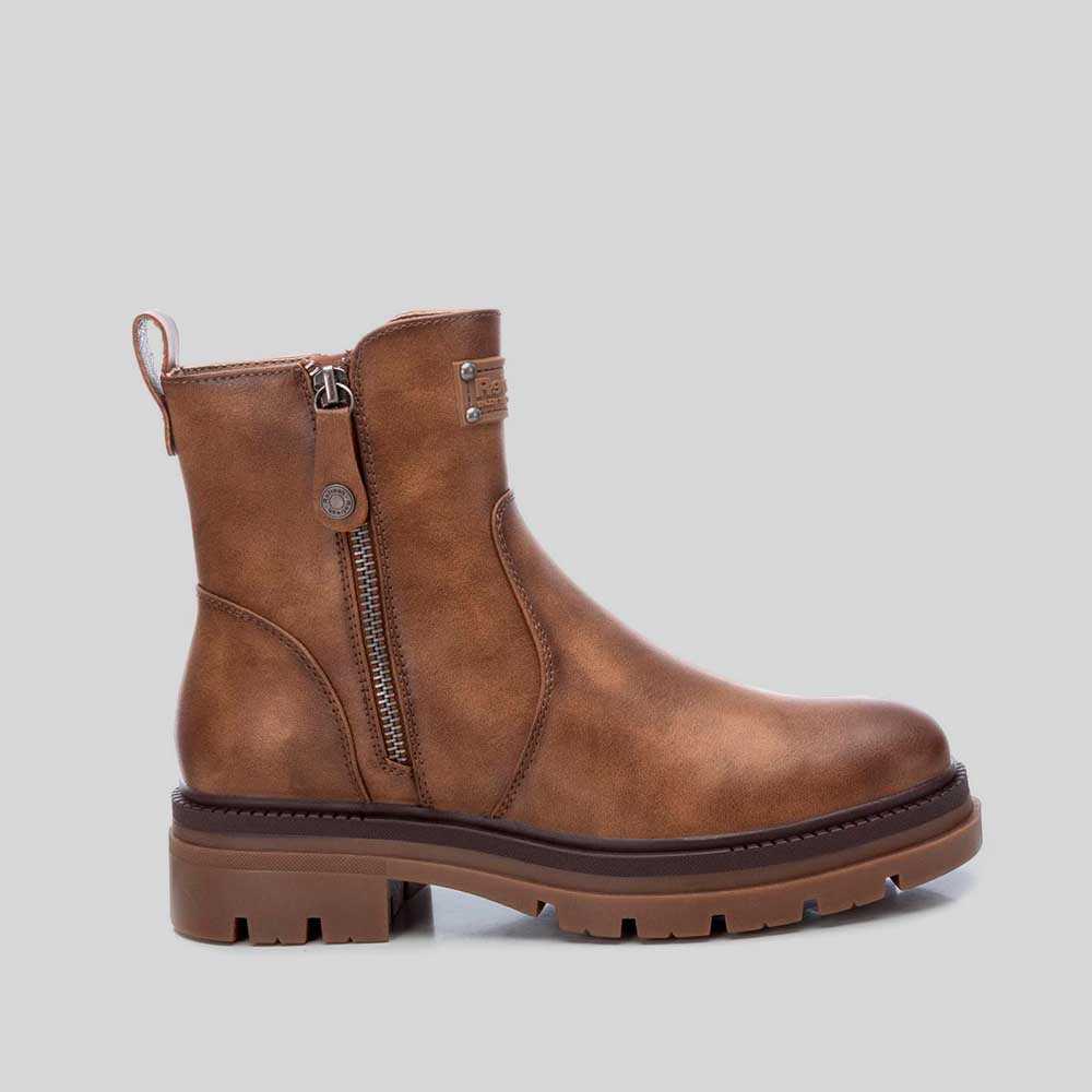 Botín plano cremallera taupe REFRESH - Talla: 41