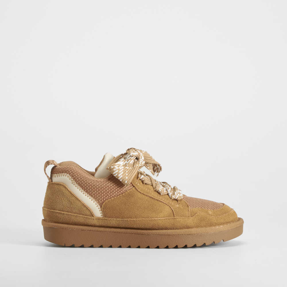 Deportiva pelo piel beige NYC - Talla: 41