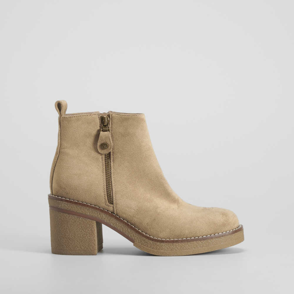 Botín tacón crepe cremallera beige SENDA ROAD - Talla: 38