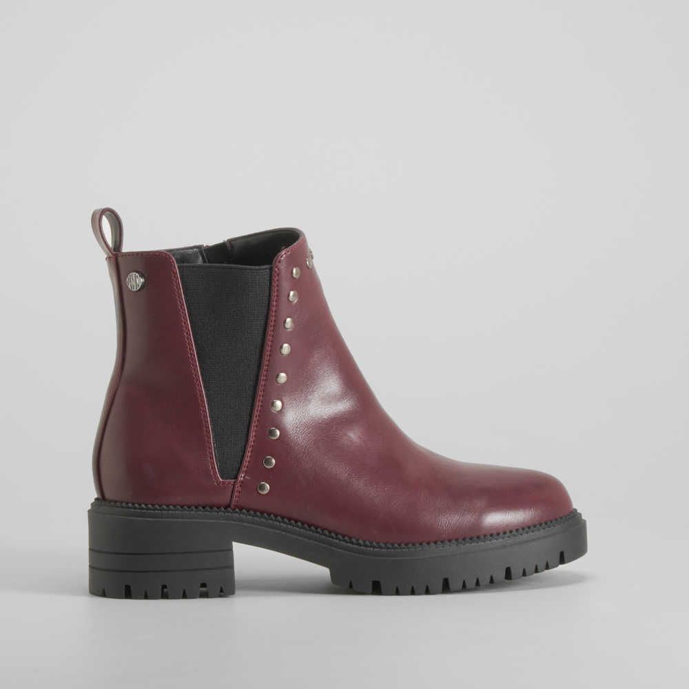Botín elástico tachuelas burdeos NYC - Talla: 41