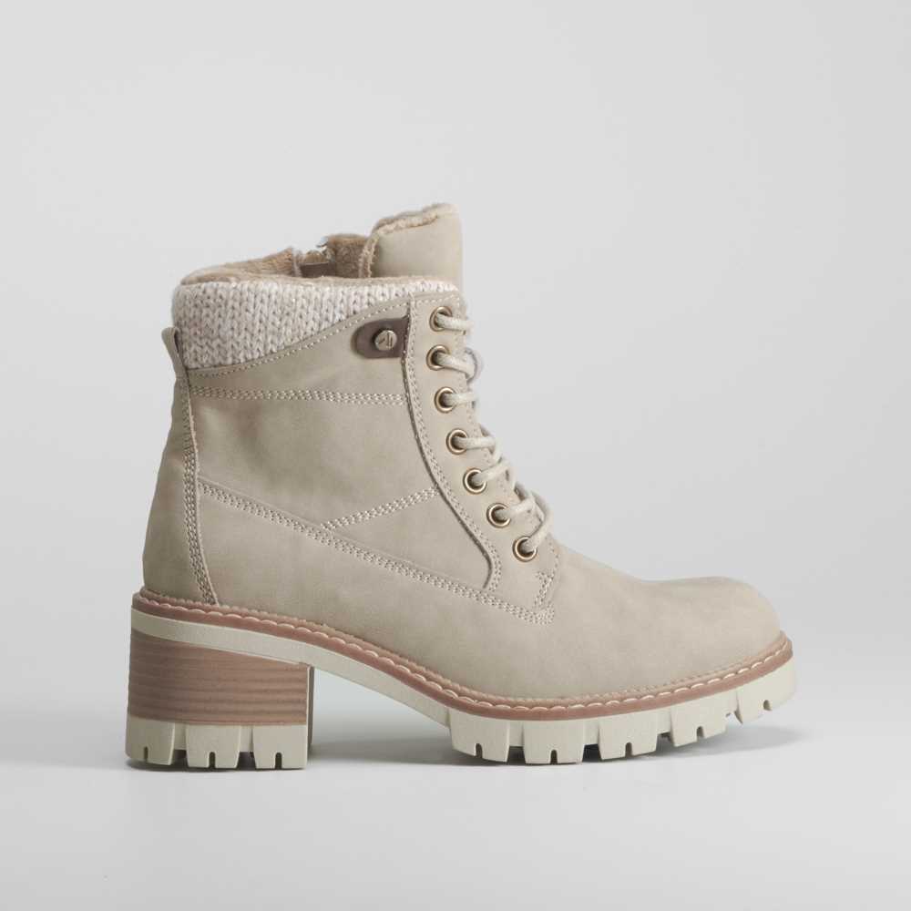 Botín tacón con cordón beige SENDA ROAD - Talla: 41