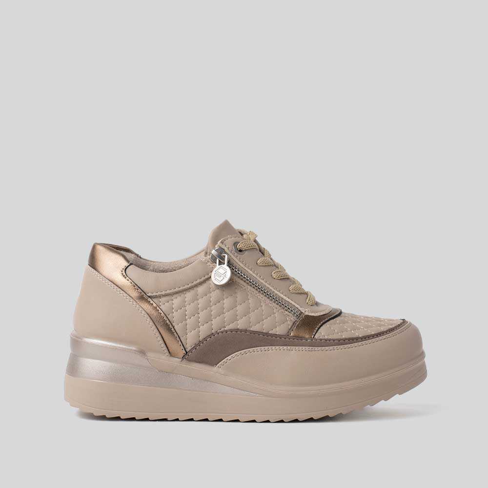 Deportiva casual cremallera lateral beige MYSOFT - Talla: 40