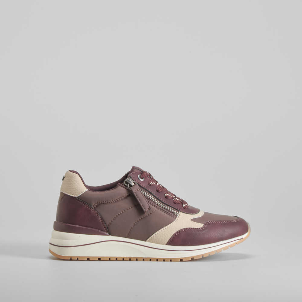 Sneaker cremallera burdeos COMFEET - Talla: 36