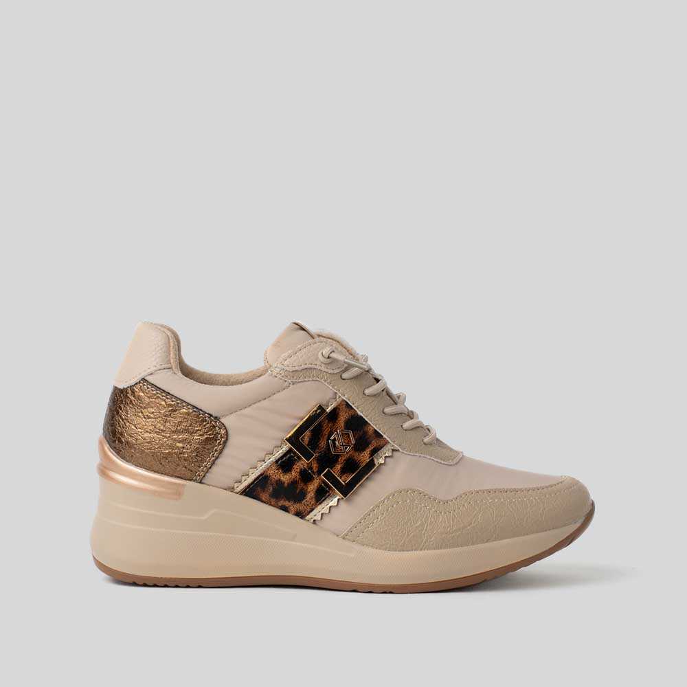 Deportiva casual cuña animal beige MYSOFT - Talla: 40