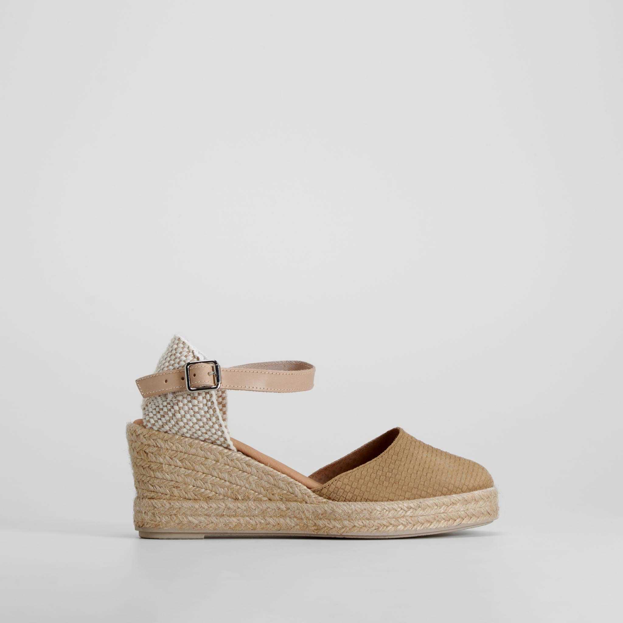 Alpargata cuña beige piel FOSCO - Talla: 36