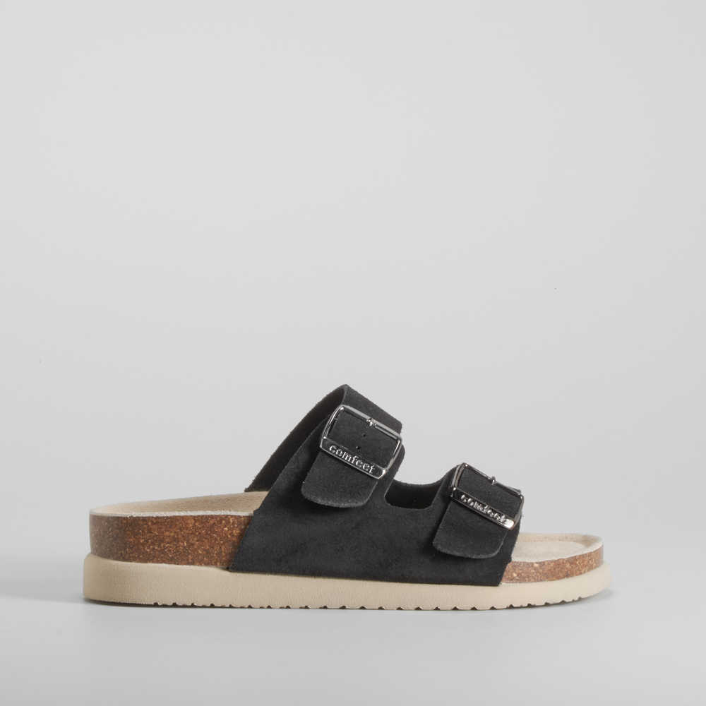 Sandalia bio dos hebillas piel negra COMFEET - Talla: 38