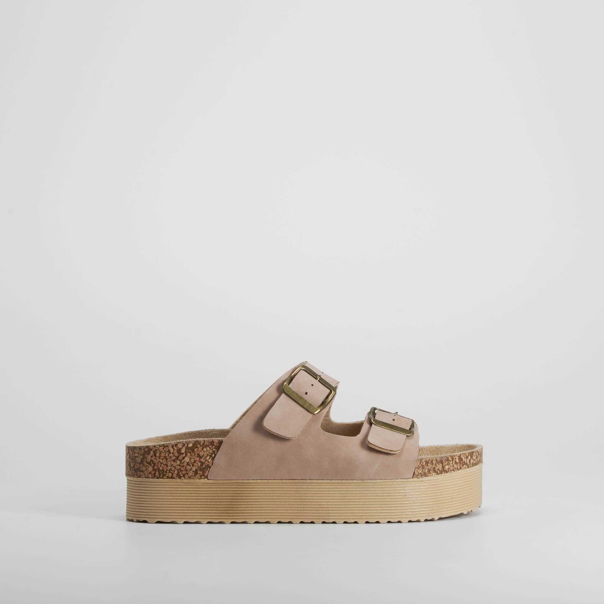 Sandalia bio plataforma hebillas rosa NYC - Talla: 41