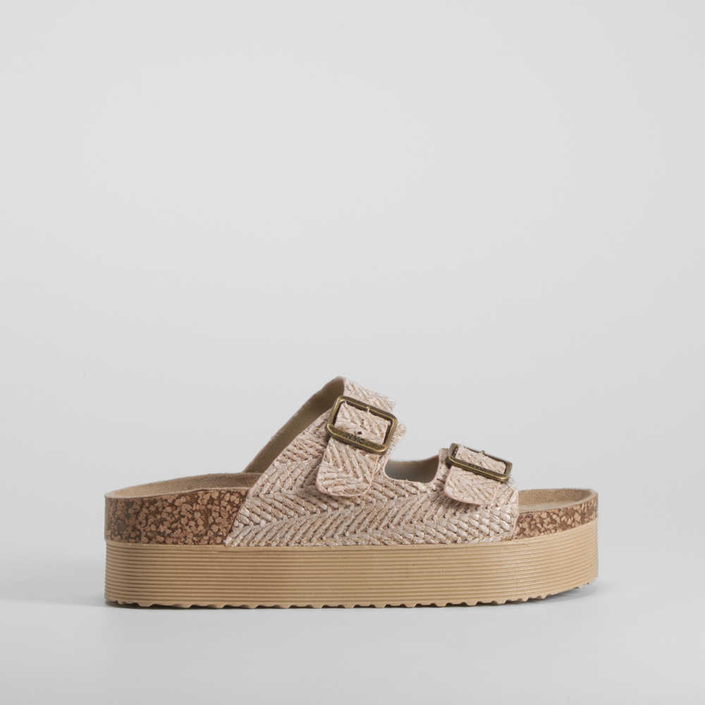 Sandalia bio plataforma rallada rosa NYC - Talla: 41