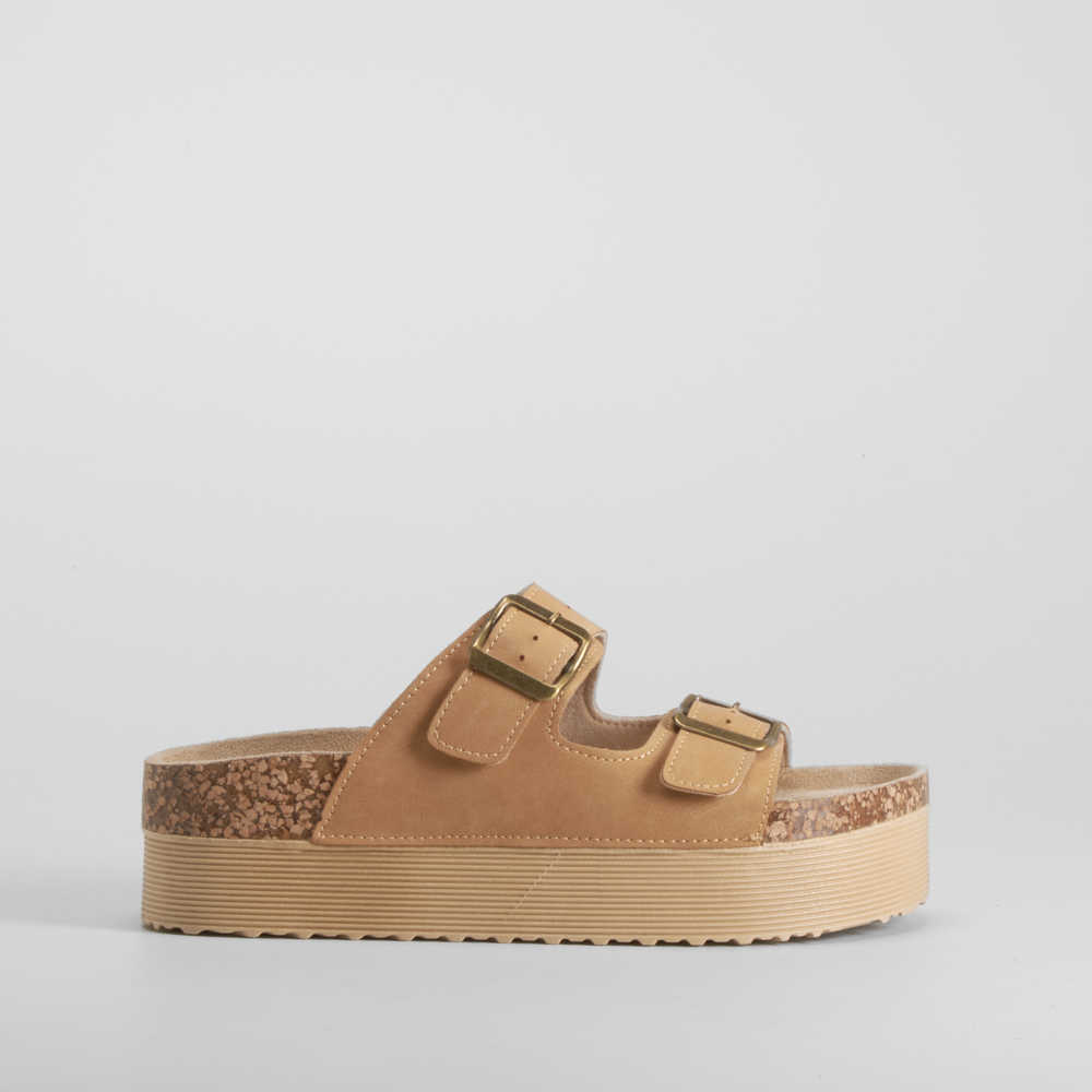 Sandalia bio plataforma rallada marrón NYC - Talla: 39