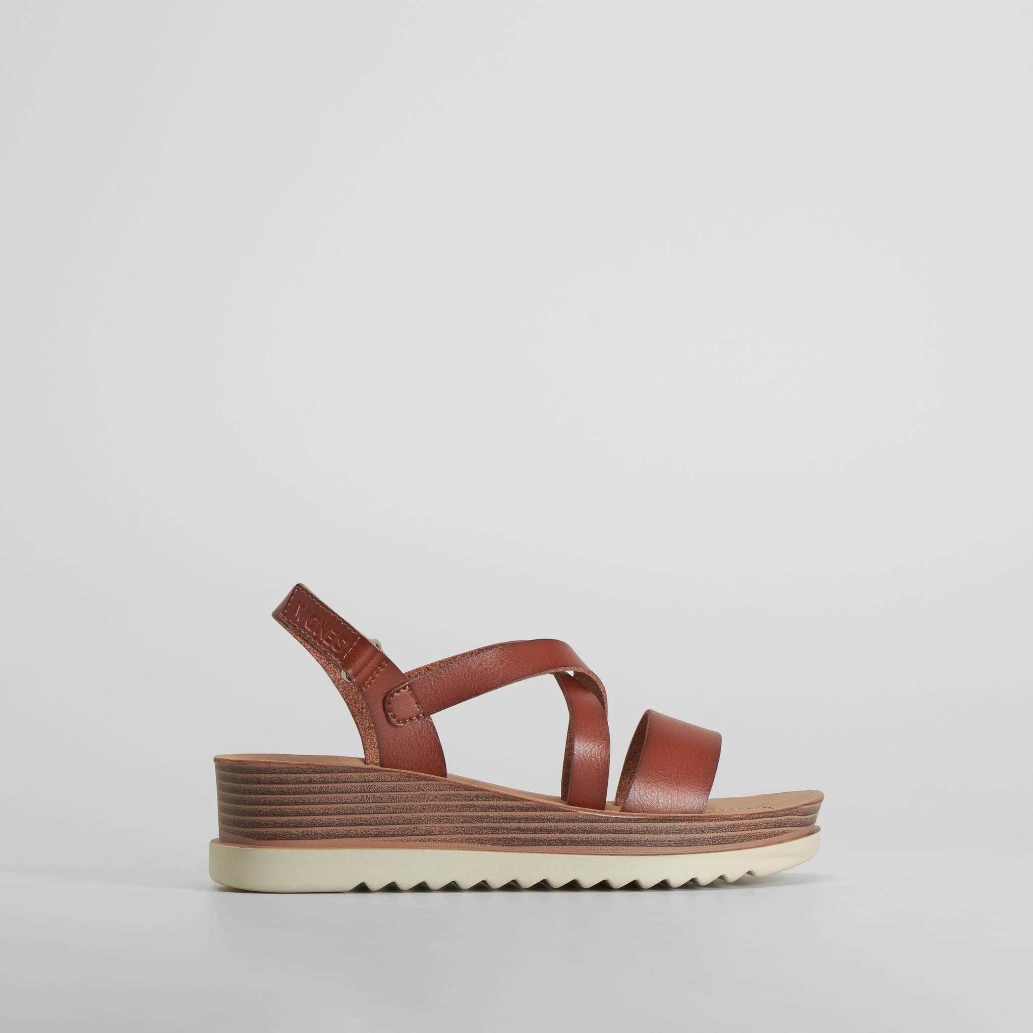 Sandalia cuña plataforma marrón SENDA ROAD - Talla: 41