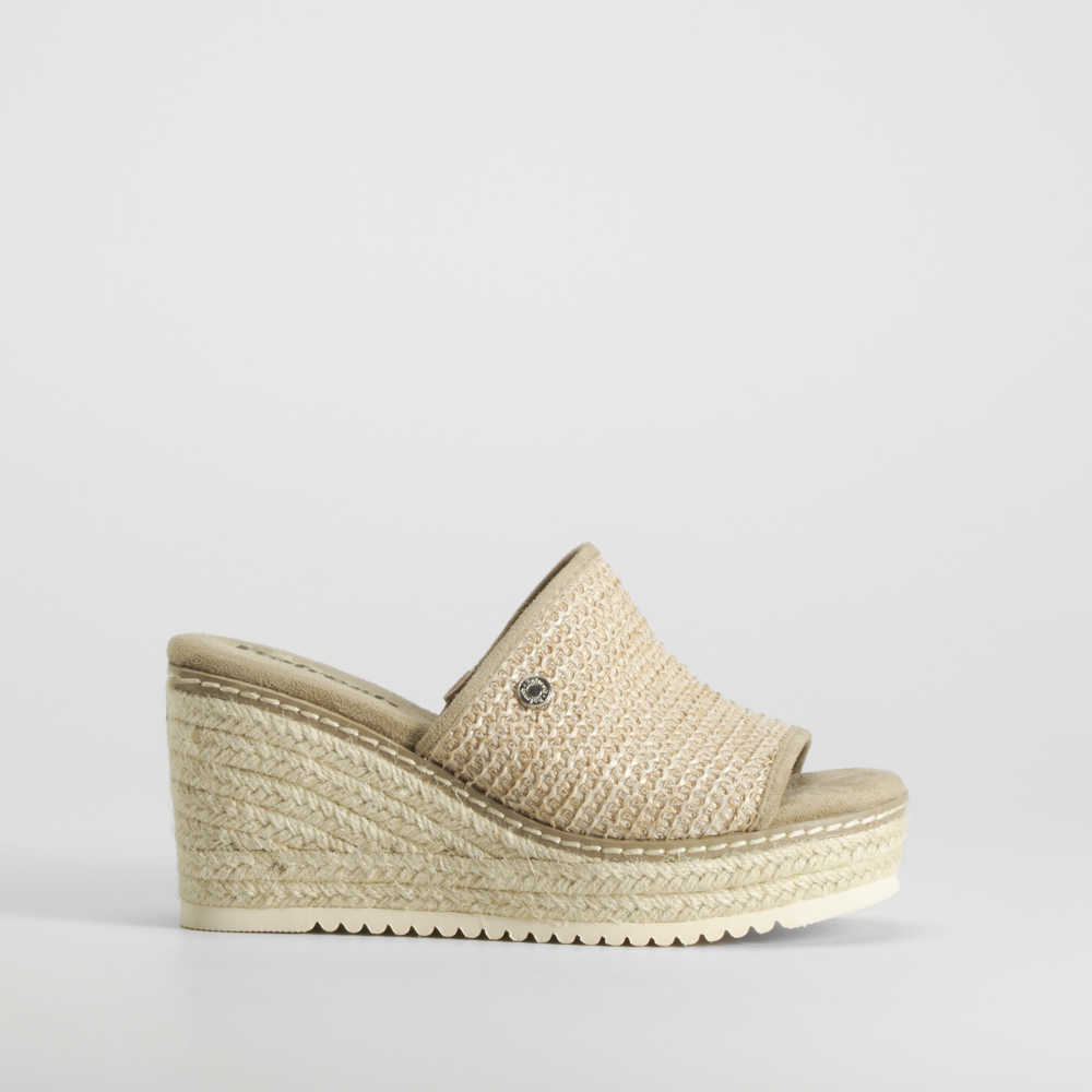Sandalia cuña pala rafia taupe REFRESH - Talla: 40
