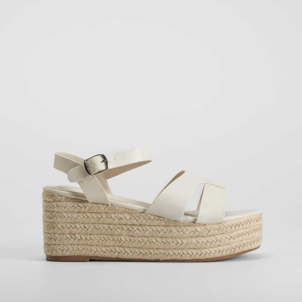 Sandalia de cuña yute blanco PICCOLA PIU - Talla: 41