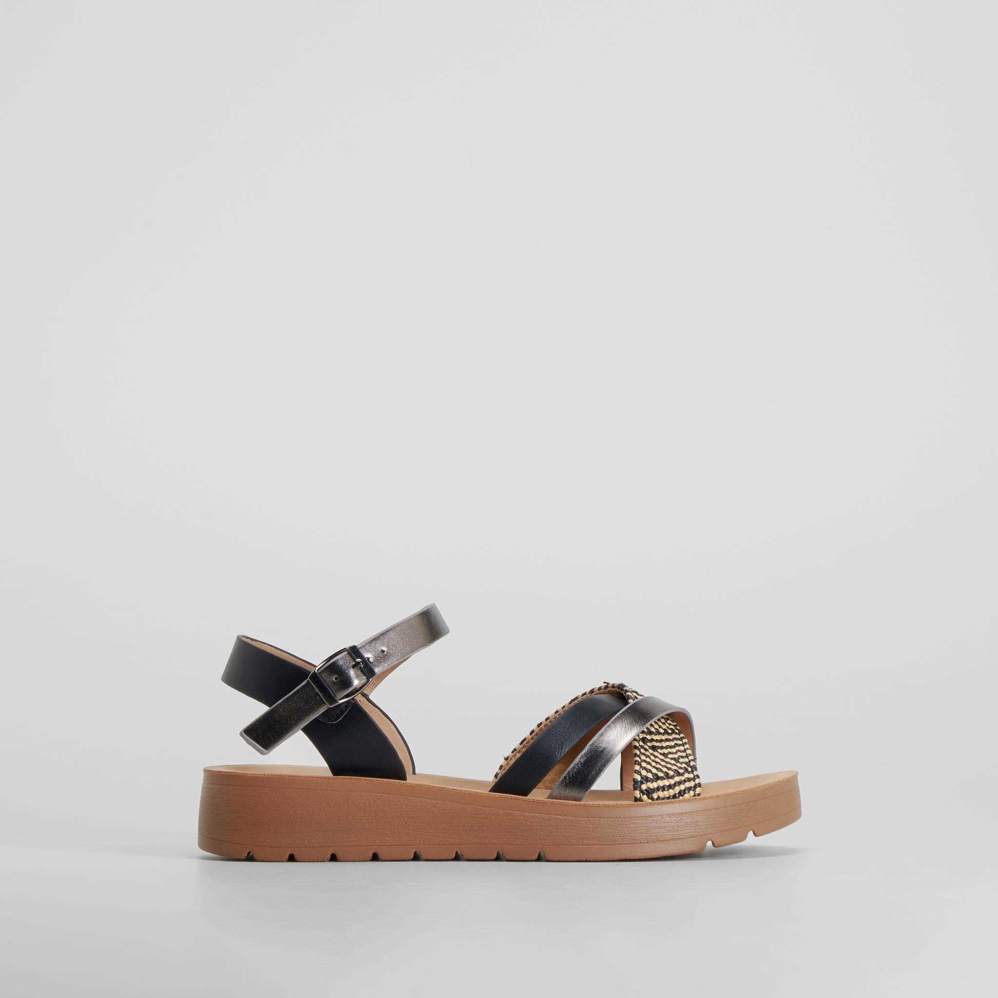 Sandalia plana trimaterial negra SENDA ROAD - Talla: 41