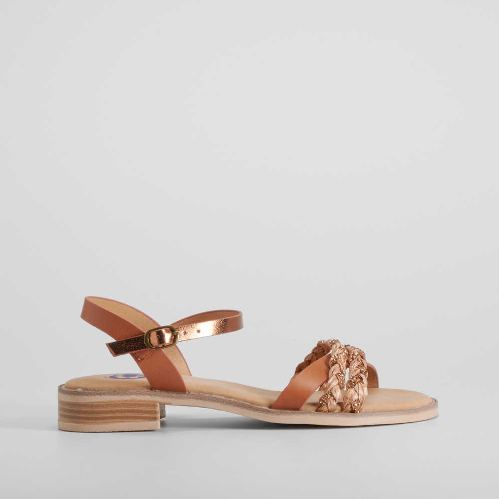 Sandalia plana brillos marrón COMFEET - Talla: 38