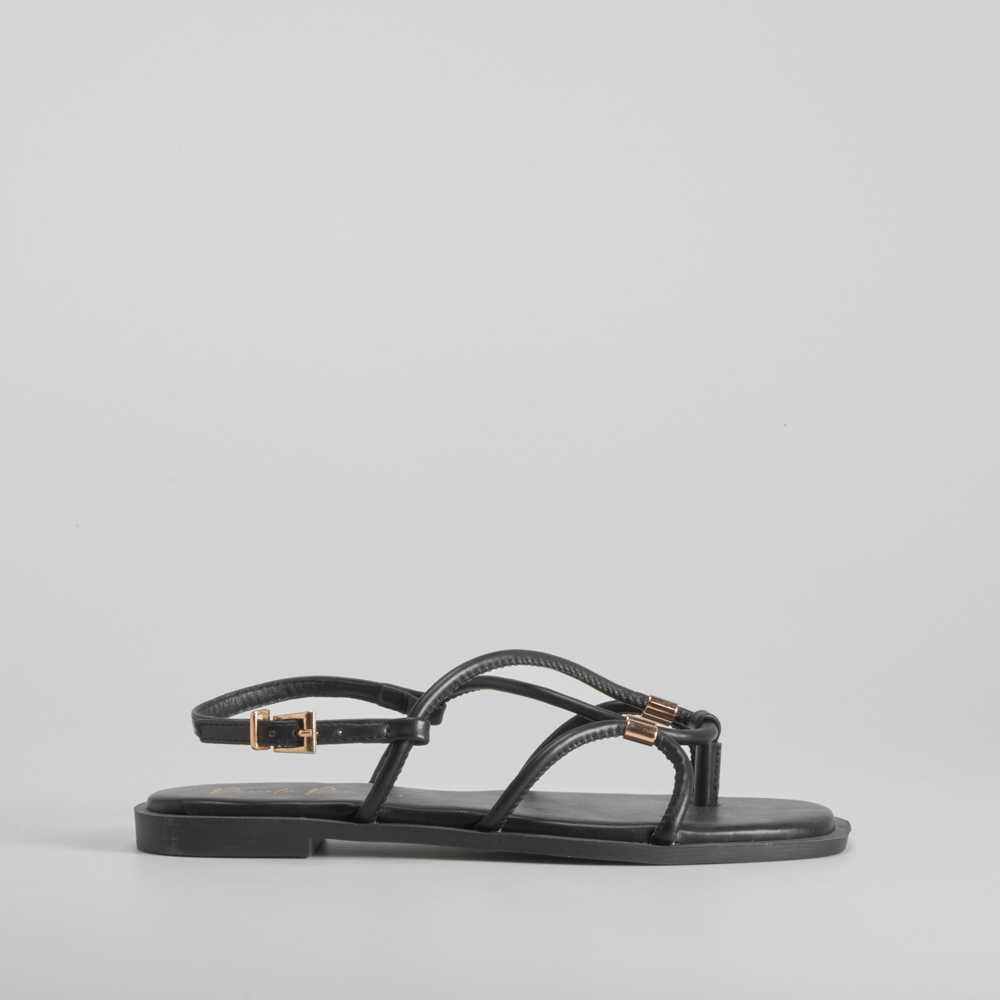 Sandalia plana tubular negra PICCOLA PIU - Talla: 41