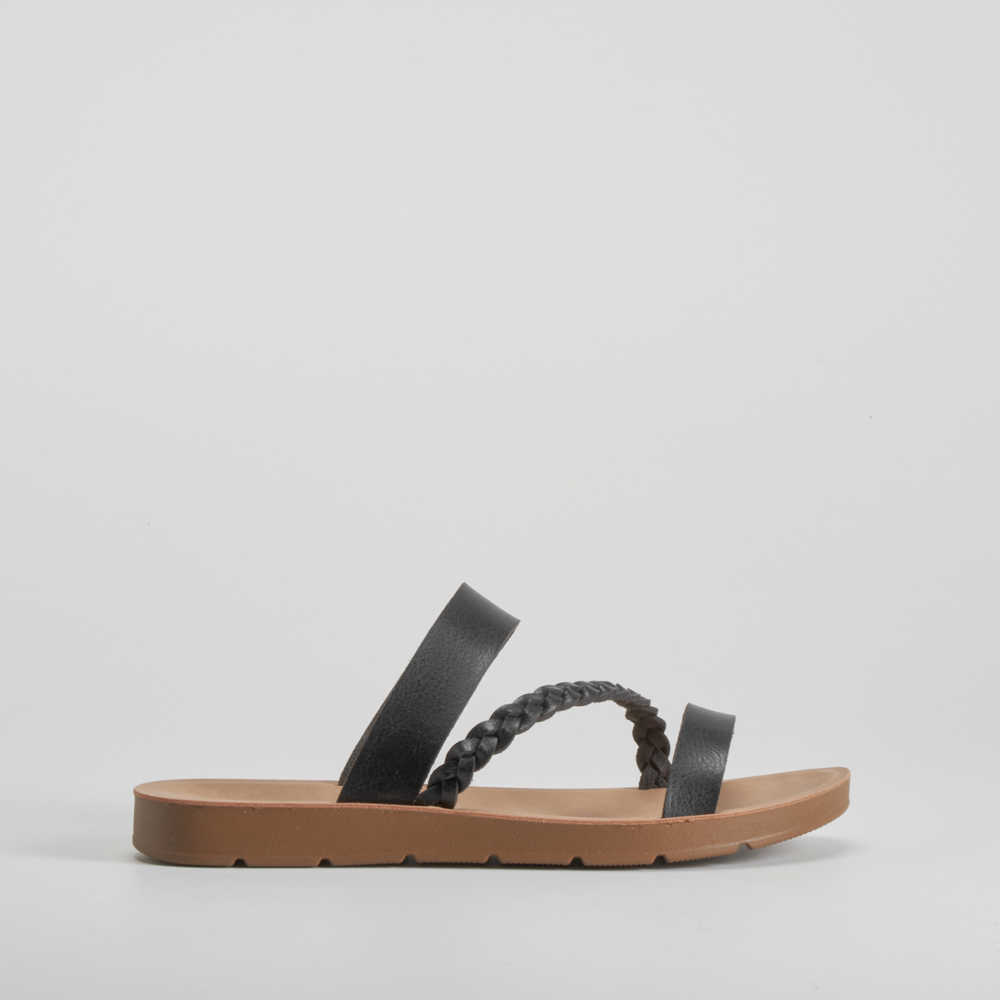 Sandalia plana trenza negra SENDA ROAD - Talla: 41