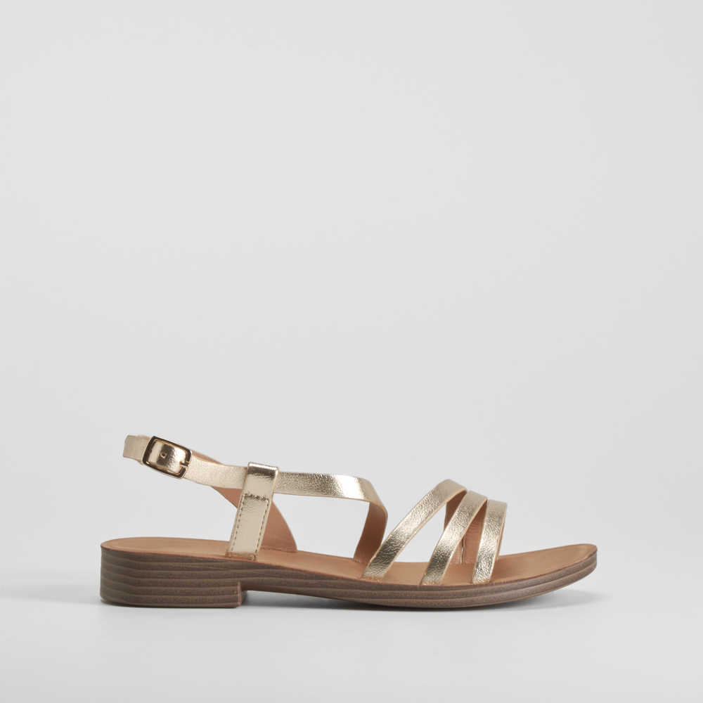 Sandalia plana tiras oro NYC - Talla: 41