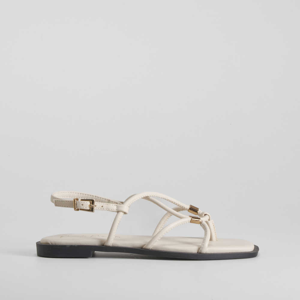 Sandalia plana tubular beige PICCOLA PIU - Talla: 41