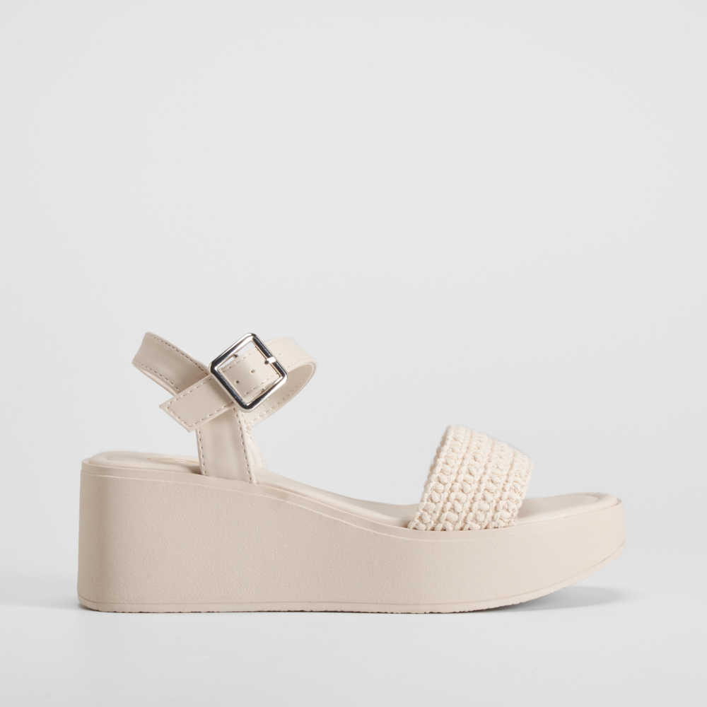 Sandalia cuña plataforma beige NYC - Talla: 38