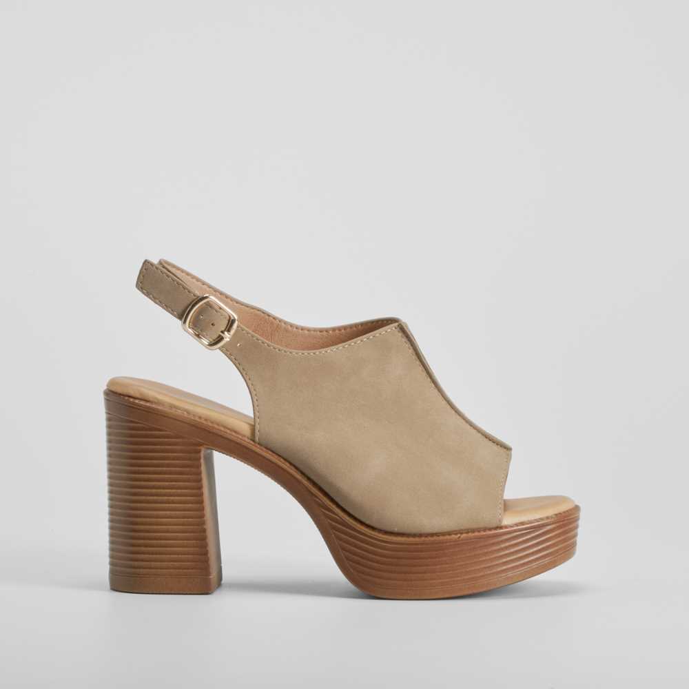 Sandalia tacón plataforma beige NYC - Talla: 38