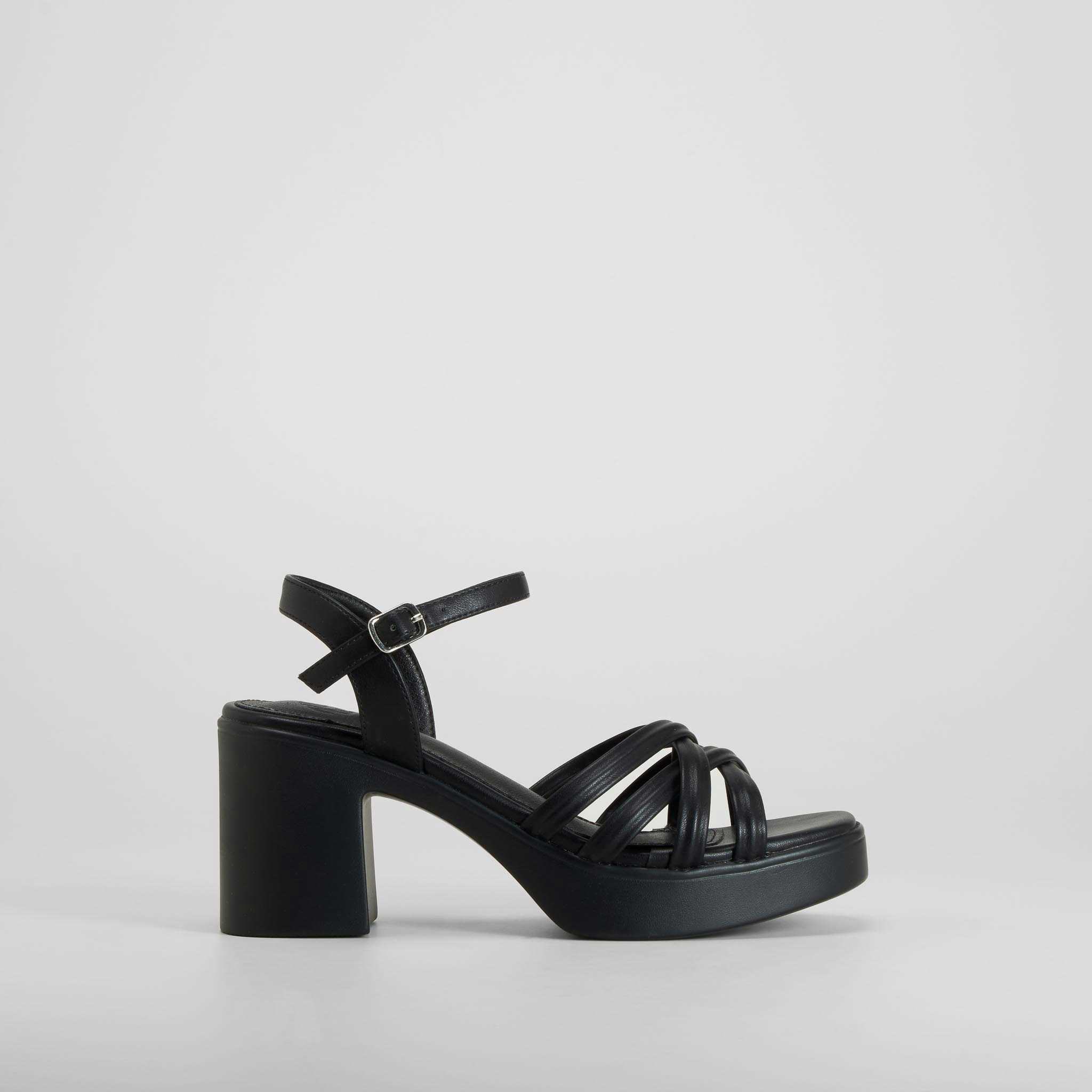 Sandalia tacón multitiras negra NYC - Talla: 36