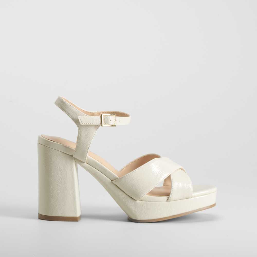 Sandalia tacón con plataforma beige PICCOLA PIU - Talla: 36