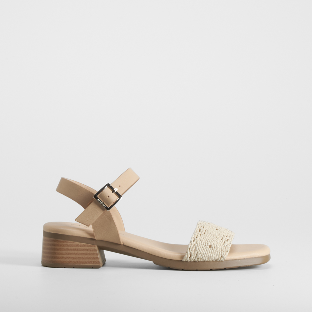 Sandalia tacón bajo rafia blanco COMFEET - Talla: 37