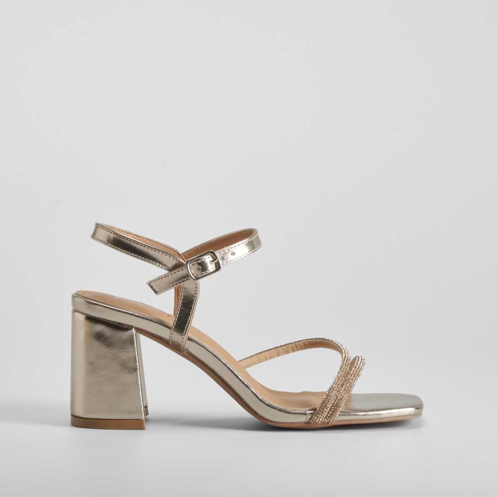 Sandalia tacón fiesta oro PICCOLA PIU - Talla: 36