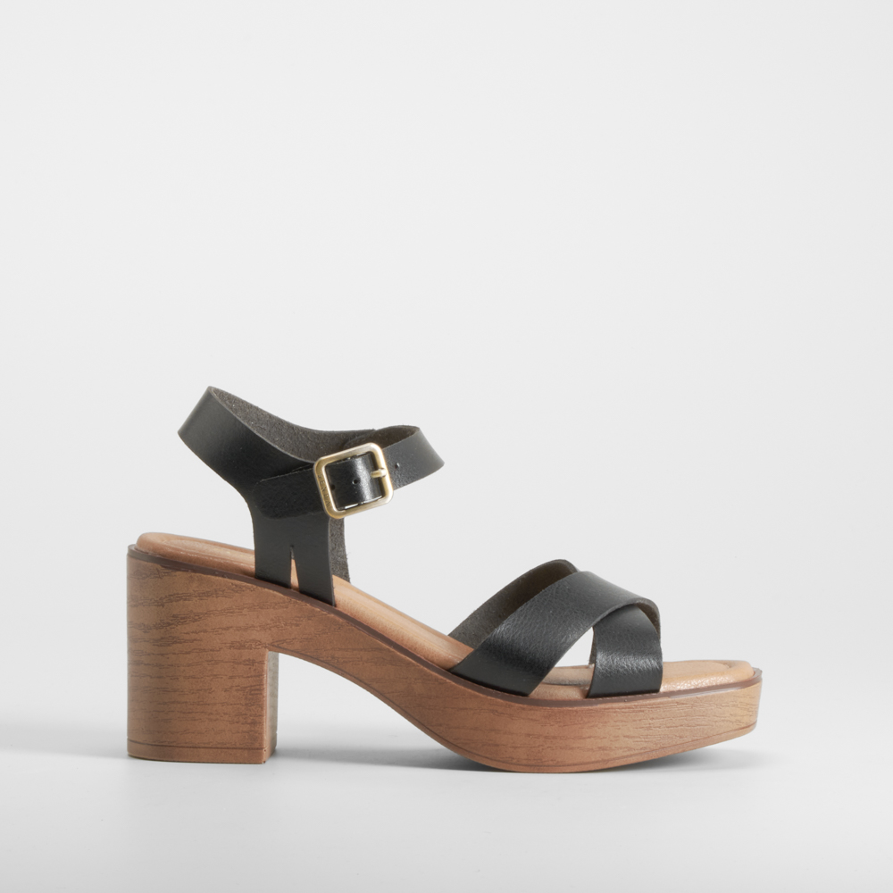 Sandalia tacón pala cruzada negra SENDA ROAD - Talla: 41