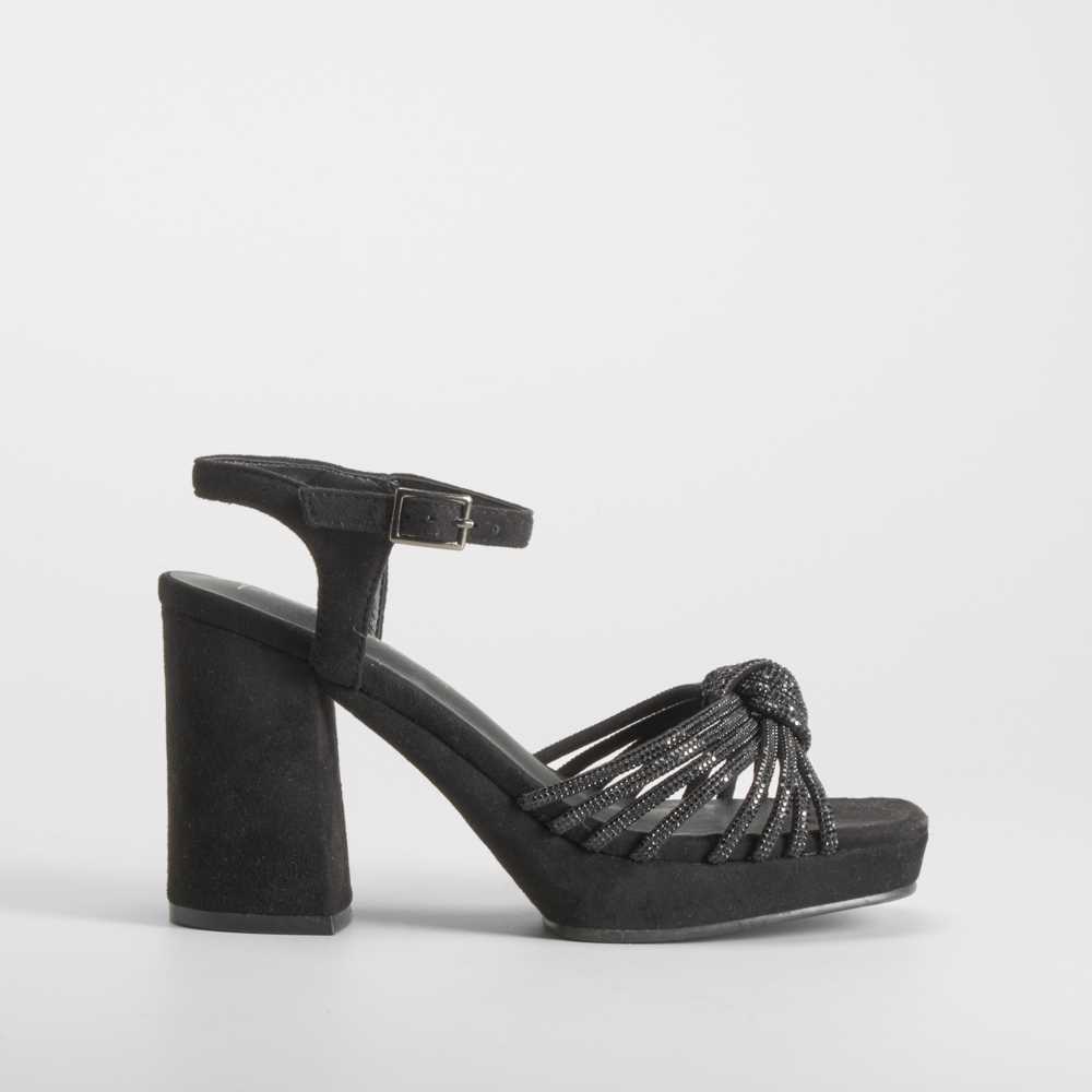 Sandalia tacón plataforma brillo negra PICCOLA PIU - Talla: 37