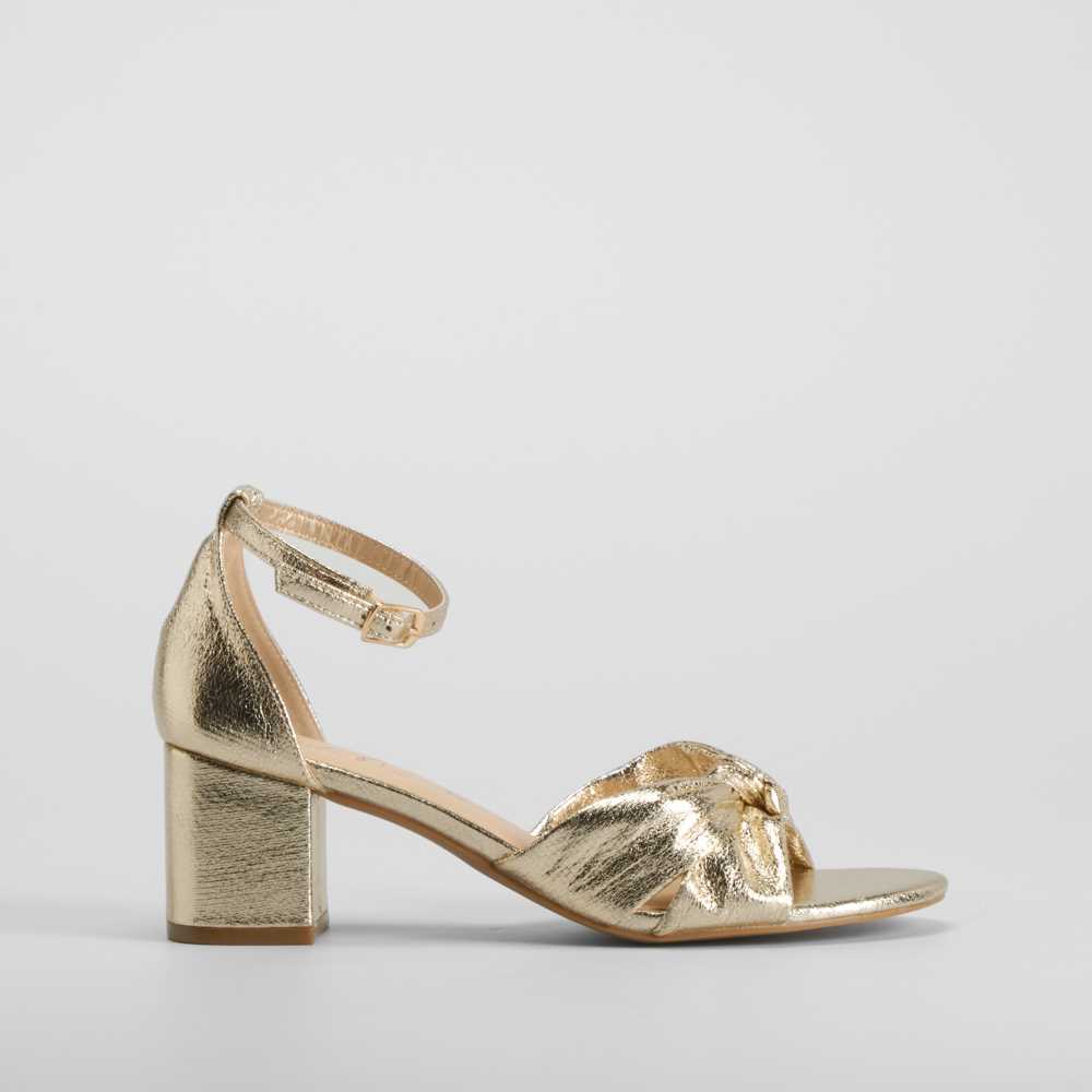 Sandalia tacón nudos oro PICCOLA PIU - Talla: 39