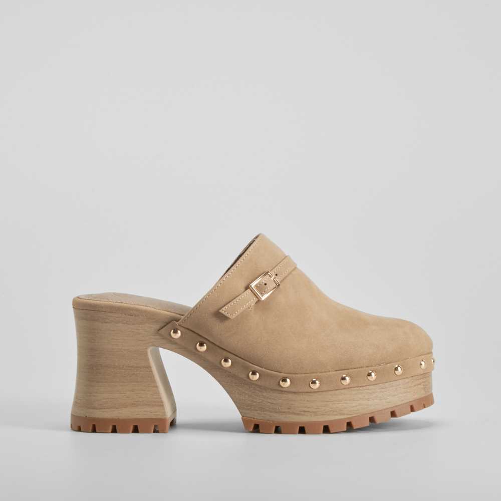 Zueco chunky madera beige NYC - Talla: 36