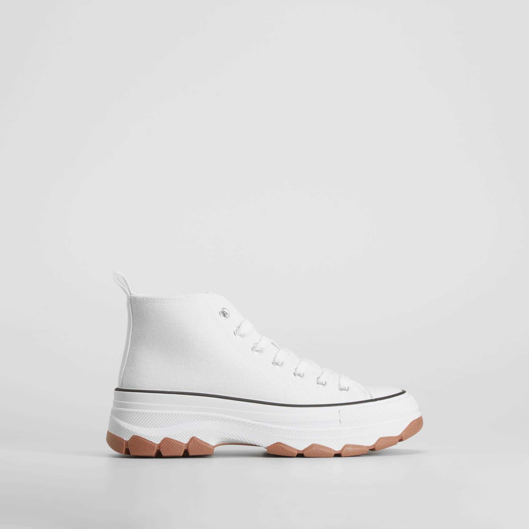 Zapatilla de lona alta chunky blanca NYC - Talla: 35