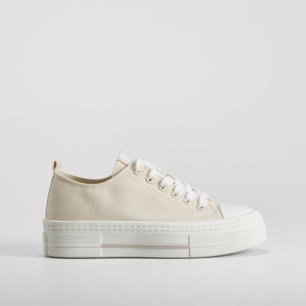 Zapatilla lona reciclada plataforma beige NYC - Talla: 38